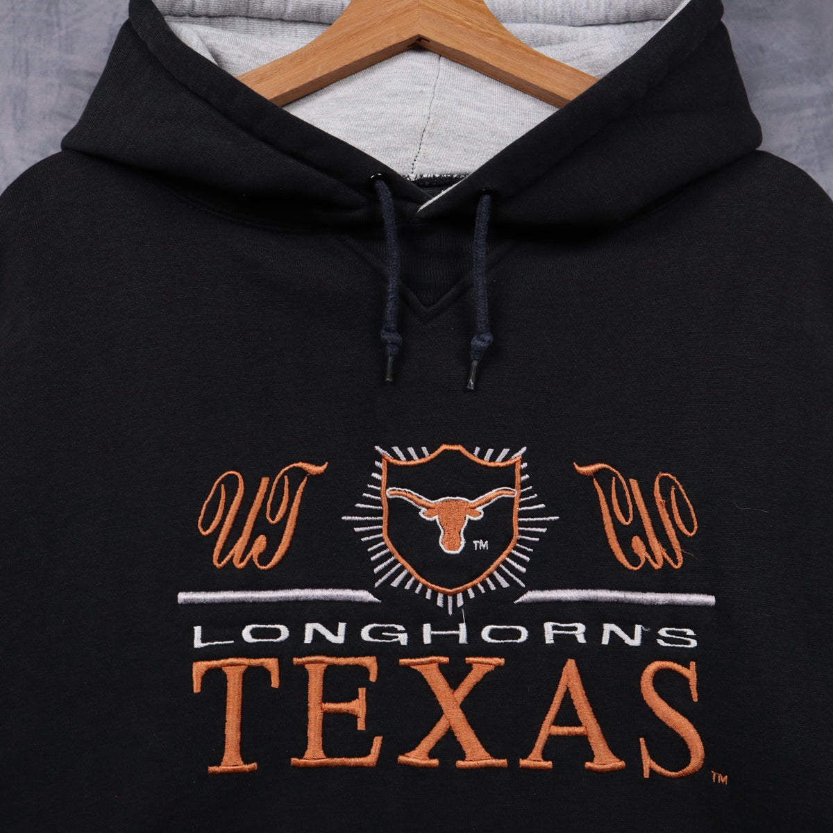 90s Black Texas Longhorns Embroidered Hoodie 5626