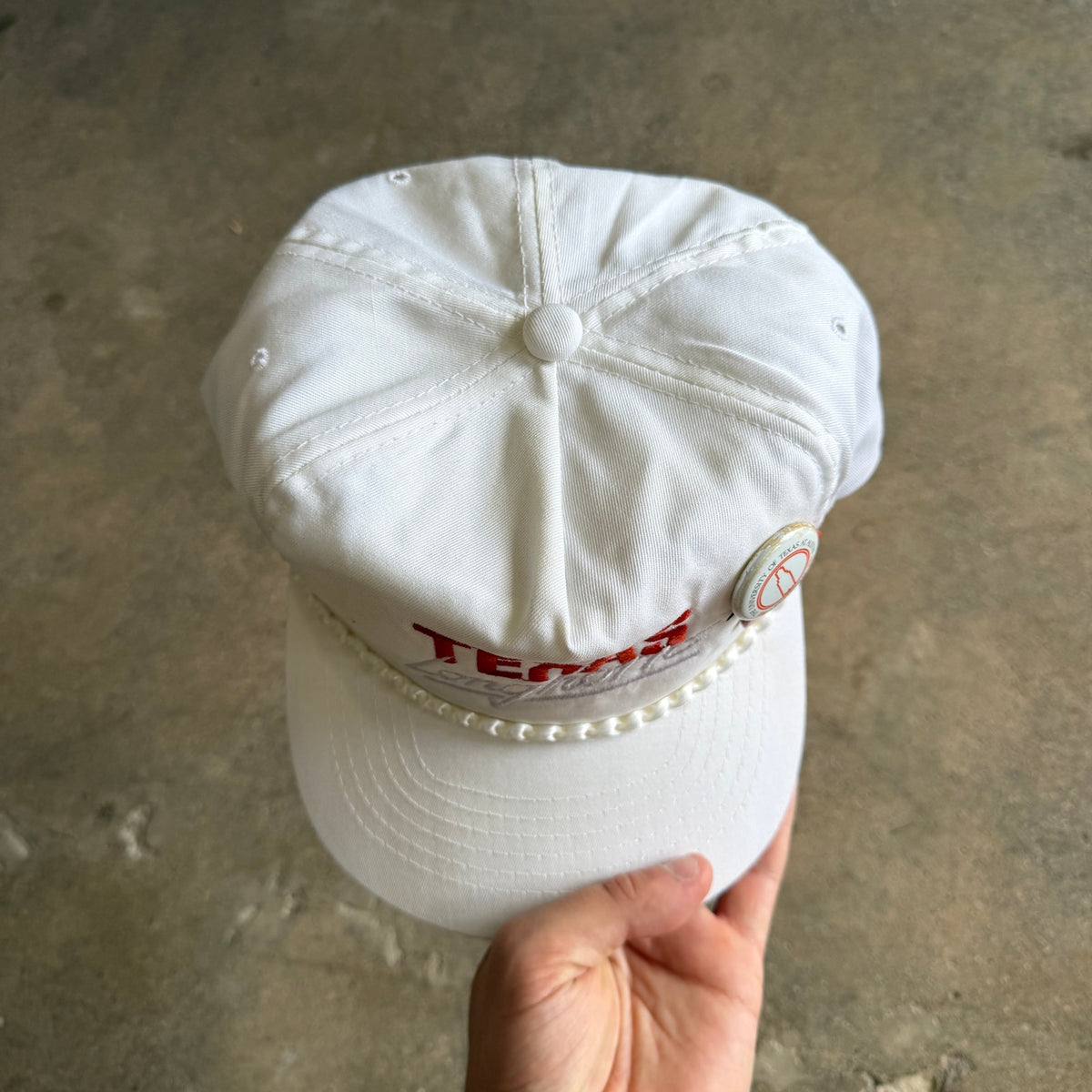 80s White Texas Longhorns Leather Strap Hat 5782