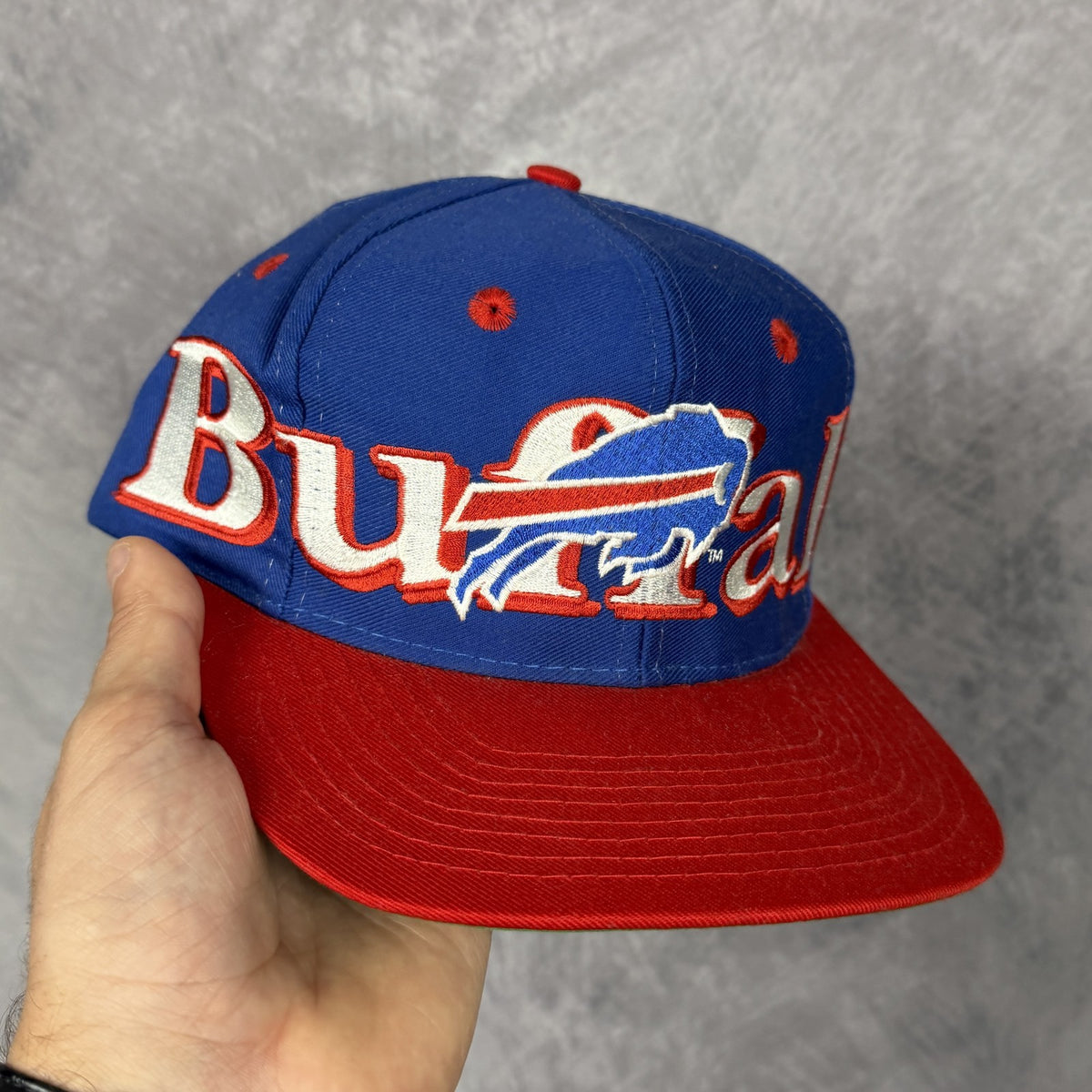 90s Blue Buffalo Bills Logo 7 Snapback Hat 6817