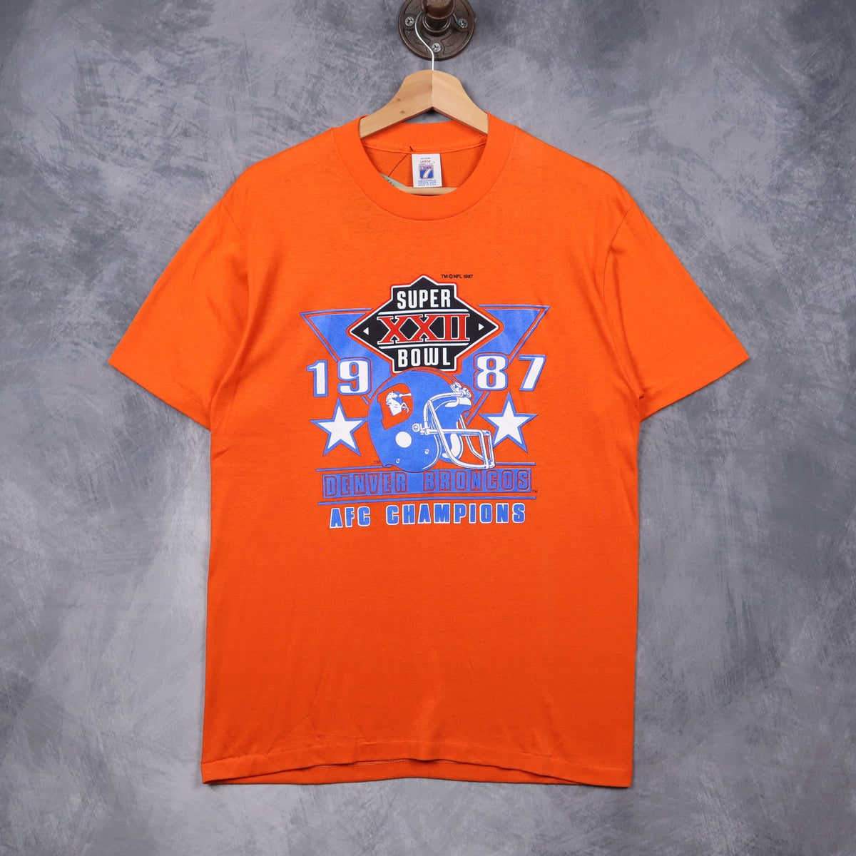 1987 Orange Denver Broncos Super Bowl XXII AFC Champions Shirt 6546