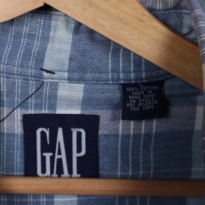90s Blue Gap Plaid Long Sleeve Button Up Shirt 5142