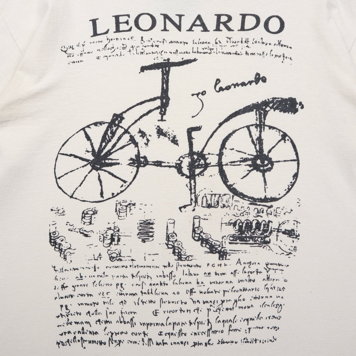 00s Cream Leonardo da Vinci Bicycle Sketch Shirt 5527
