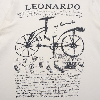 00s Cream Leonardo da Vinci Bicycle Sketch Shirt 5527