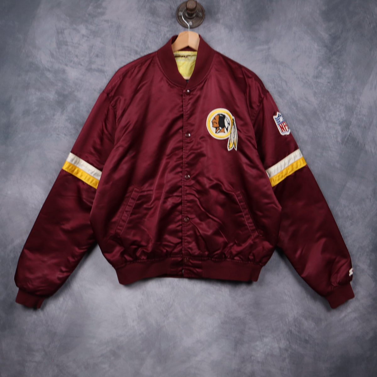 90s Red Washington Redskins Starter Satin Bomber Jacket 6506