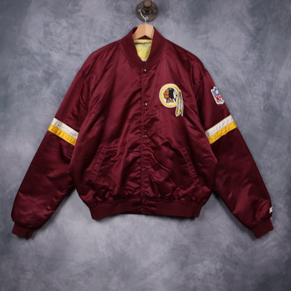90s Red Washington Redskins Starter Satin Bomber Jacket 6506