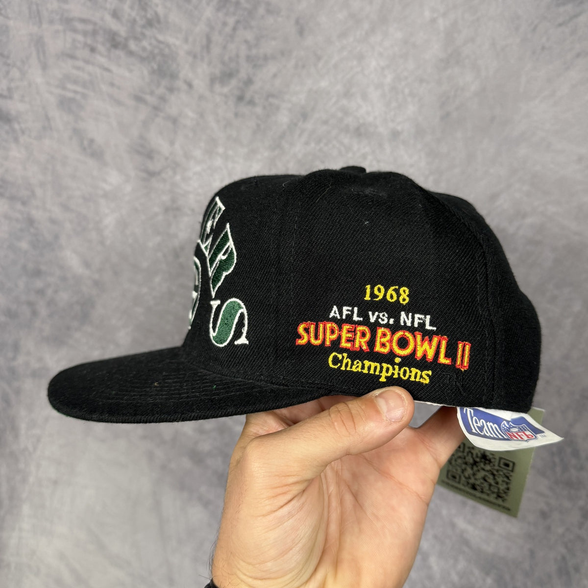 90s Black Green Bay Packers Annco Champions Snapback Hat 6803