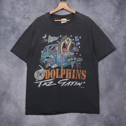 1996 Faded Black Miami Dolphins Taz Gatin' Shirt 6553