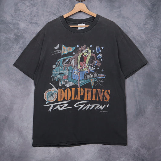 1996 Faded Black Miami Dolphins Taz Gatin' Shirt 6553