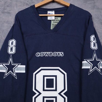 90s Navy Blue Dallas Cowboys Aikman Jersey Shirt 6657