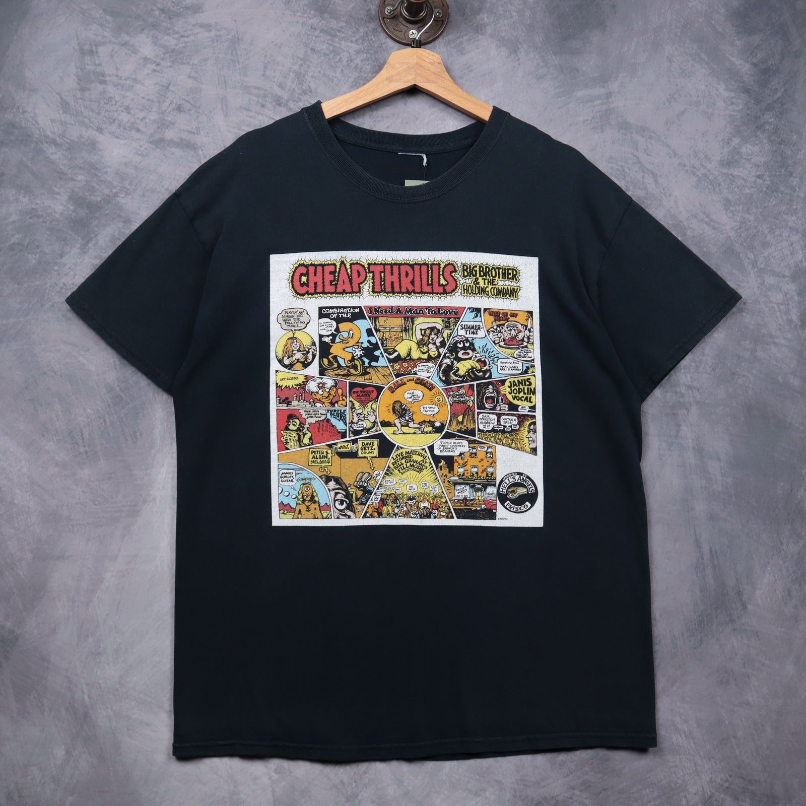 Early 00s Black Cheap Thrills Big Brother & The Holding Company Robert Crumb Shirt 5503