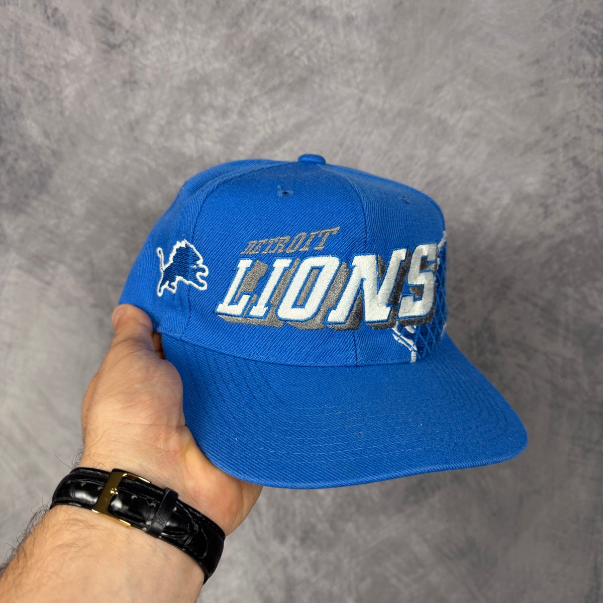 90s Blue Detroit Lions Sports Specialties Snapback Hat 6830