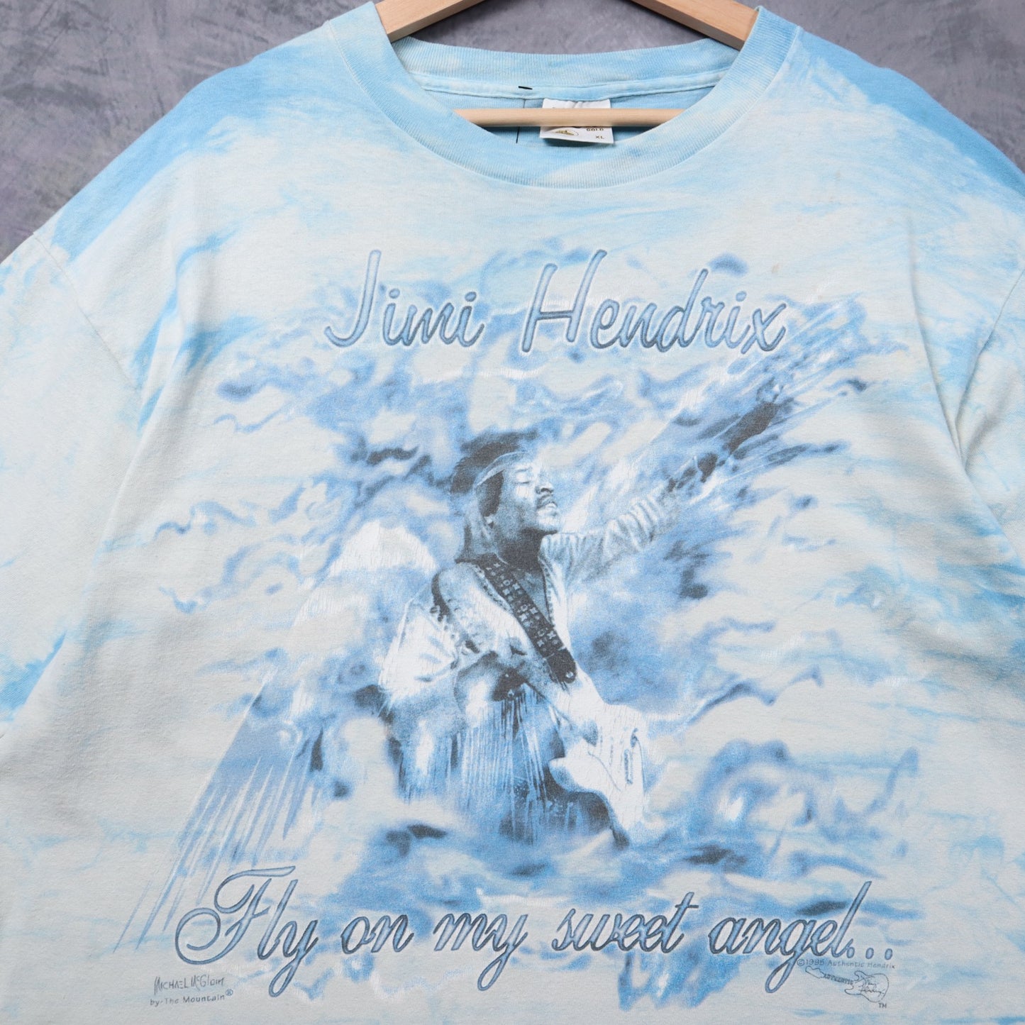 1998 Blue Tie Dye Jimi Hendrix Fly On My Sweet Angel Shirt 5449