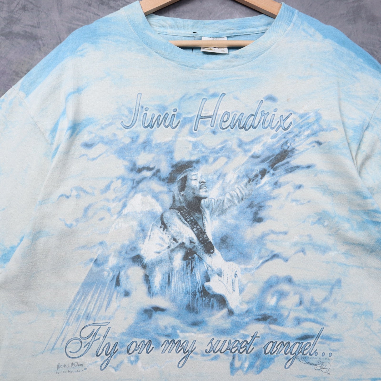 1998 Blue Tie Dye Jimi Hendrix Fly On My Sweet Angel Shirt 5449