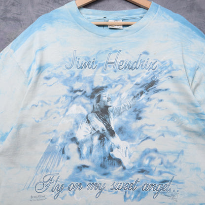 1998 Blue Tie Dye Jimi Hendrix Fly On My Sweet Angel Shirt 5449