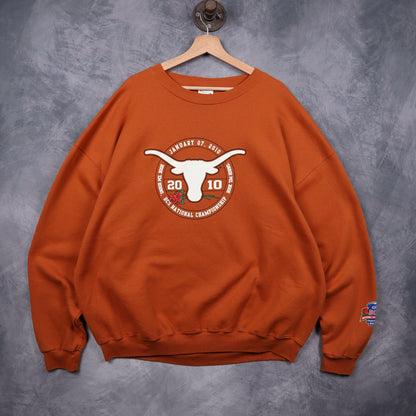 2010 Burnt Orange Texas Longhorns BCS National Championship Crewneck Sweatshirt 5713