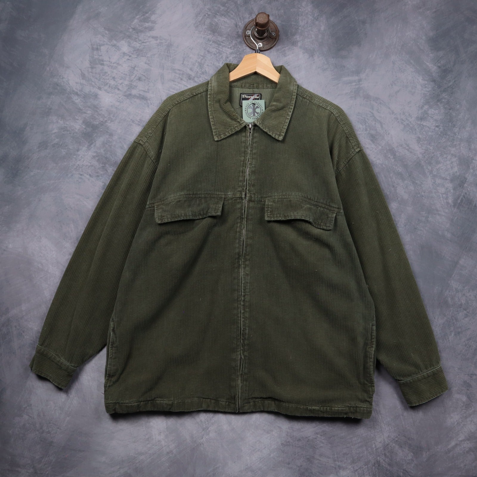 90s Olive Green Diversion Corduroy Zip Up Jacket 5554