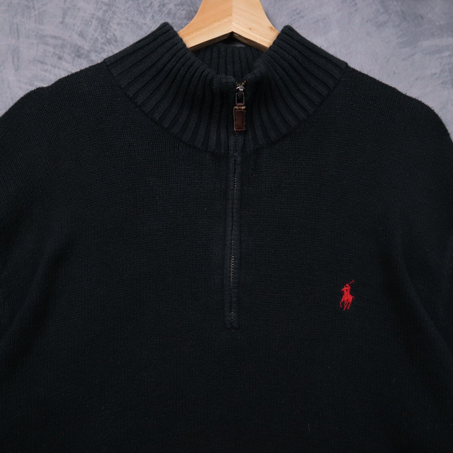 90s Black Polo Ralph Lauren Quarter Zip Sweater 5547
