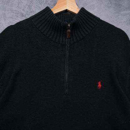 90s Black Polo Ralph Lauren Quarter Zip Sweater 5547