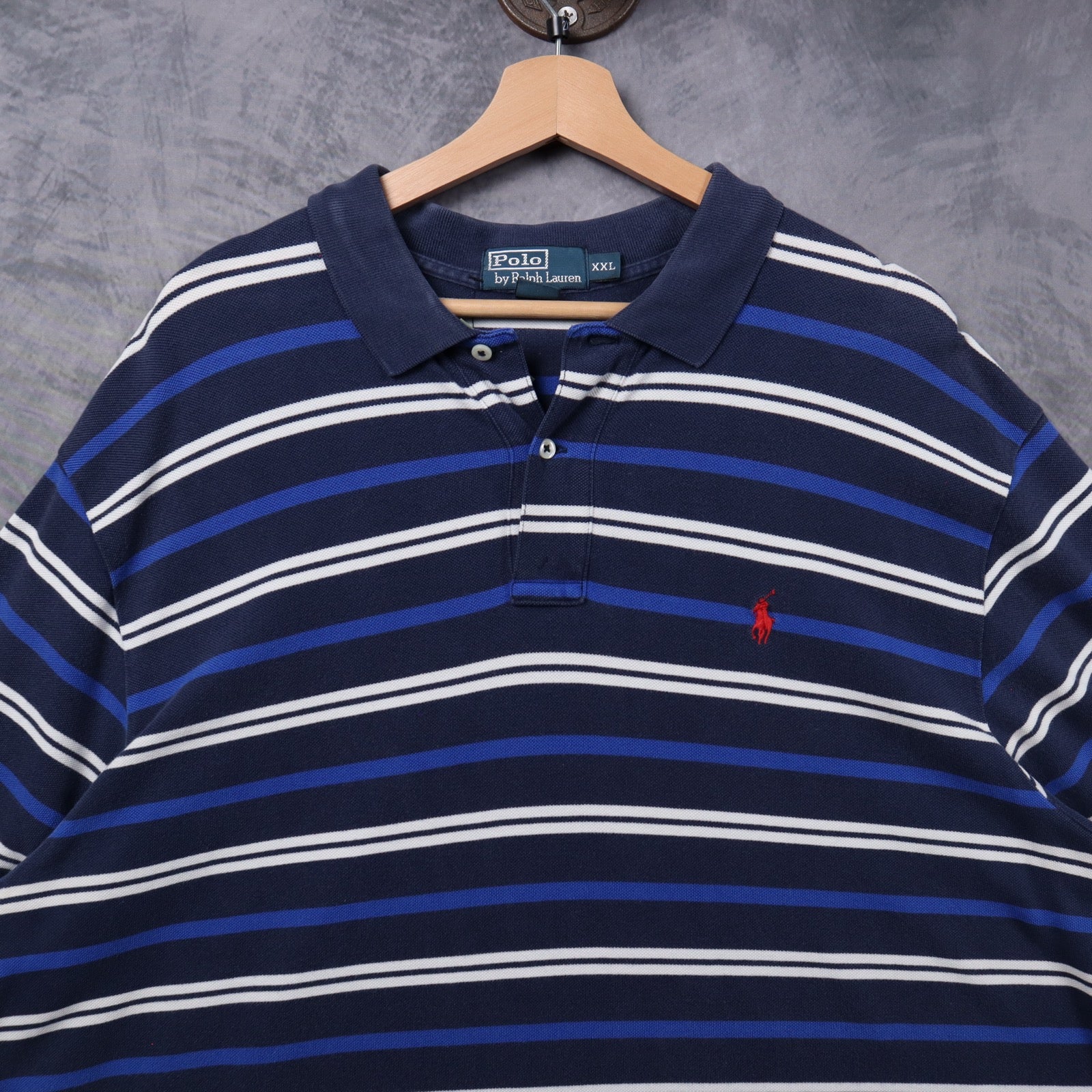 Early 2000s Navy Polo Ralph Lauren Striped Polo Shirt 5320