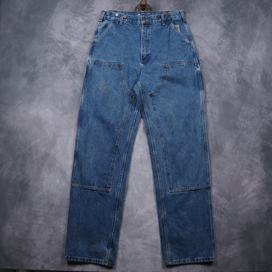 90s Medium Wash Carhartt Double Knee Dungaree Fit Jeans 5047