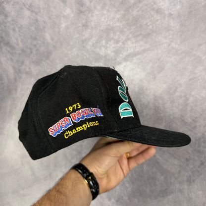 90s Black Miami Dolphins Annco Super Bowl Champions Snapback Hat 6819