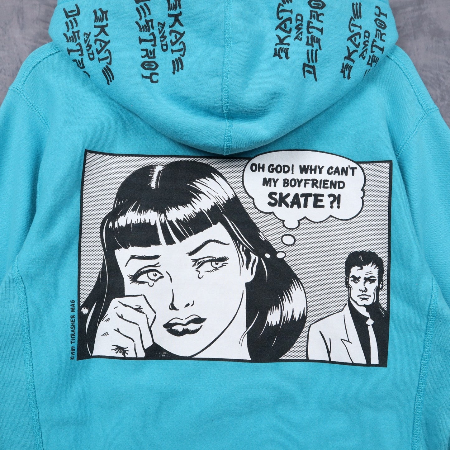 Supreme x Thrasher Boyfriend Skate Teal Hoodie 4826