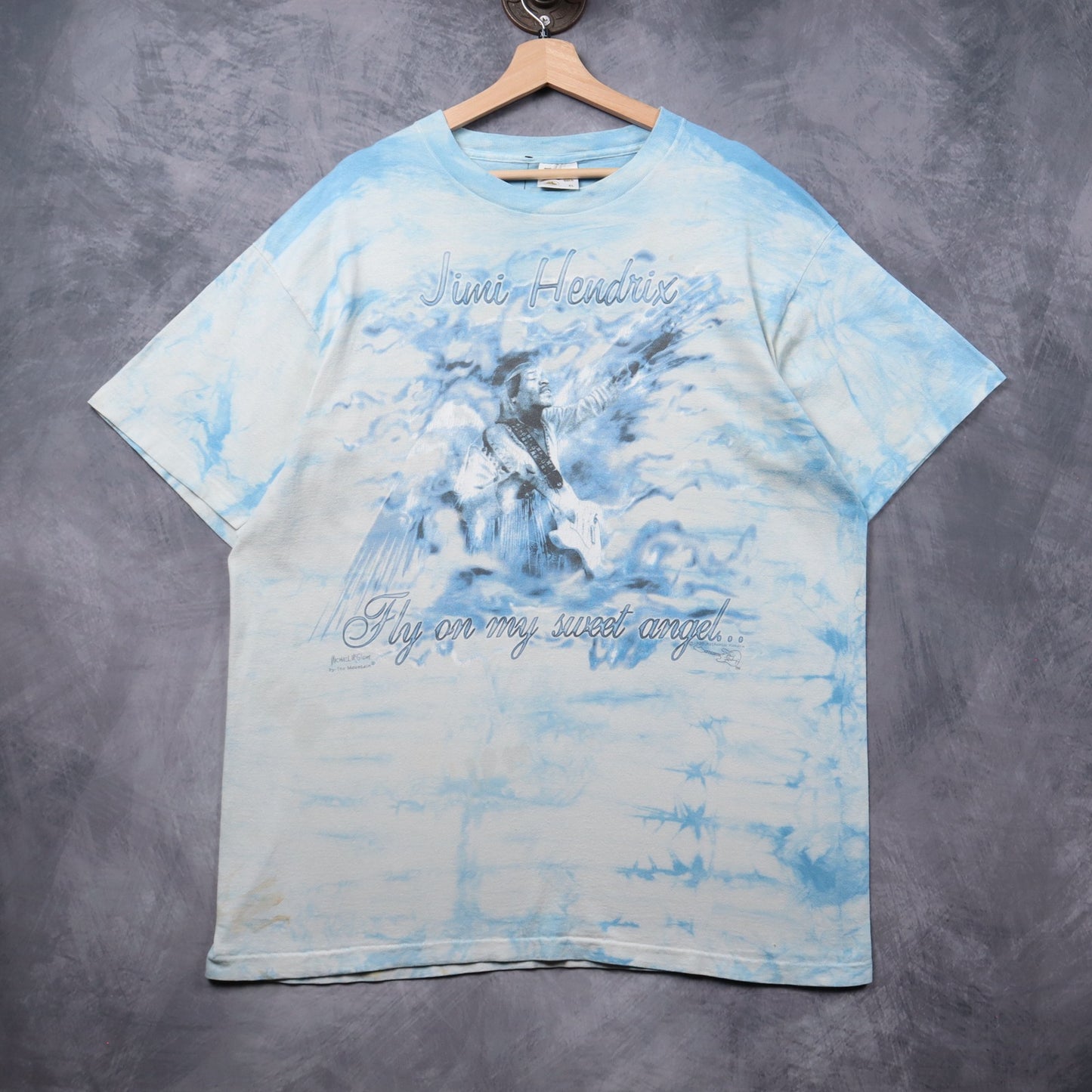 1998 Blue Tie Dye Jimi Hendrix Fly On My Sweet Angel Shirt 5449