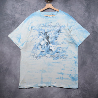 1998 Blue Tie Dye Jimi Hendrix Fly On My Sweet Angel Shirt 5449