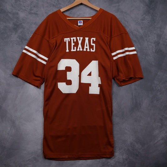 90s Burnt Orange Texas Longhorns #34 Russell Athletic Jersey 5882