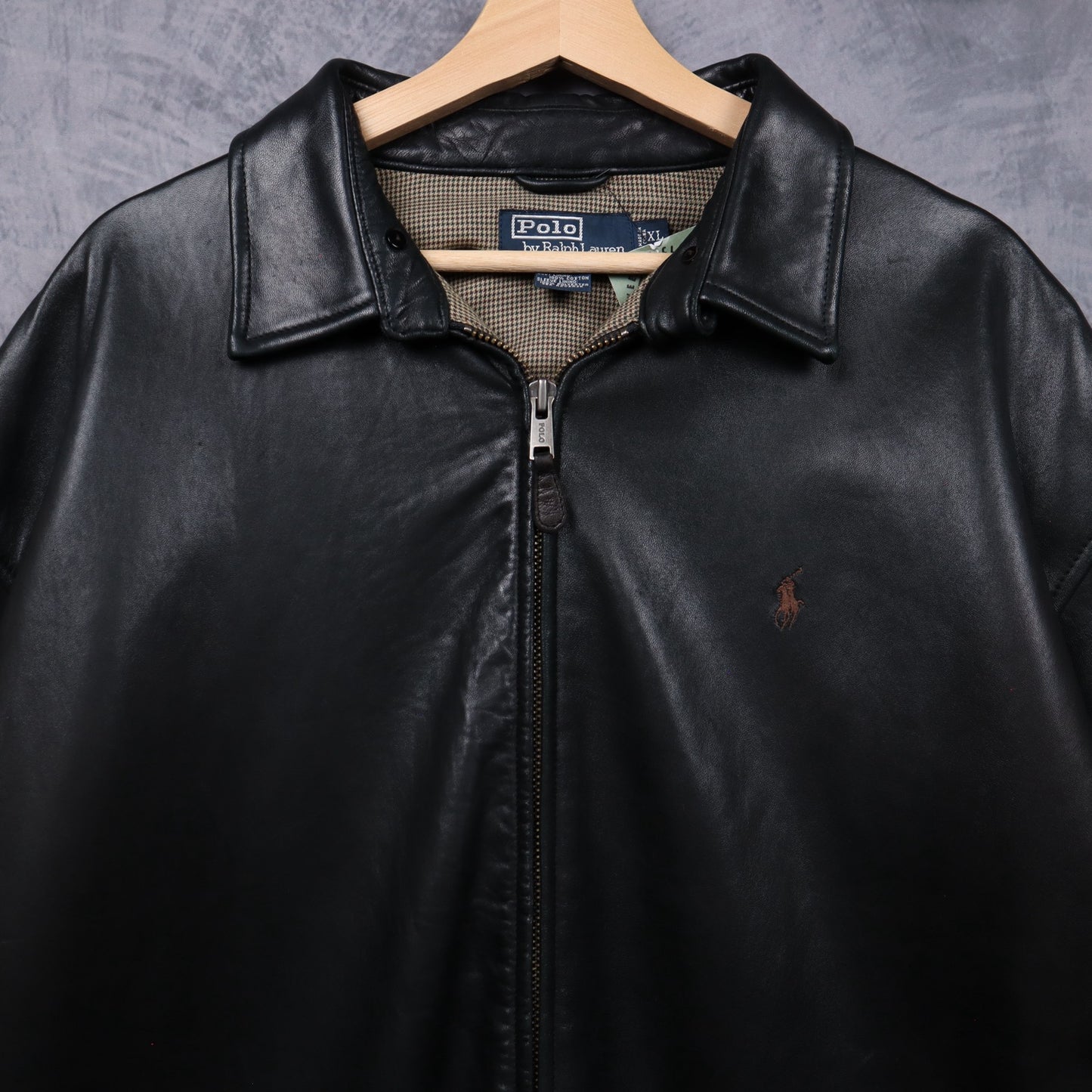 90s Black Polo Ralph Lauren Leather Jacket 5487