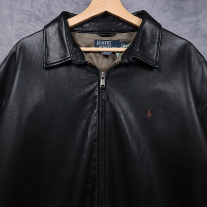 90s Black Polo Ralph Lauren Leather Jacket 5487