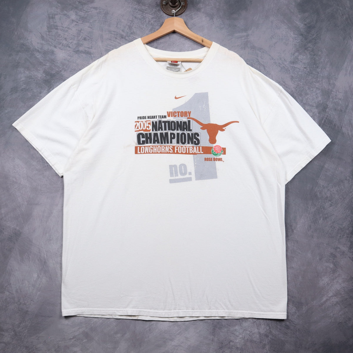 2005 White Texas Longhorns National Champions Rose Bowl Nike Shirt 5765