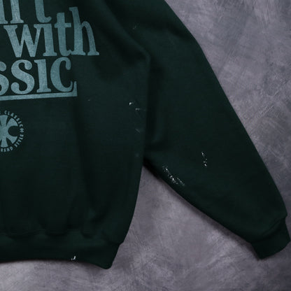 90s Green Keep It Classic Longhorn Graphic Hoodie 5675