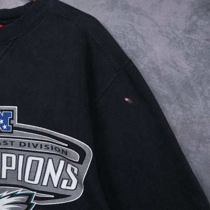 2002 Black Philadelphia Eagles NFC East Division Champions Crewneck Sweatshirt 6782