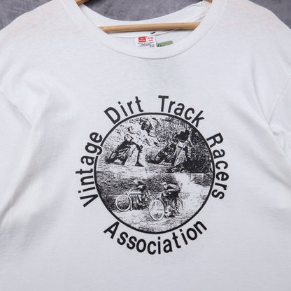 90s White Vintage Dirt Track Racers Association Shirt 5385