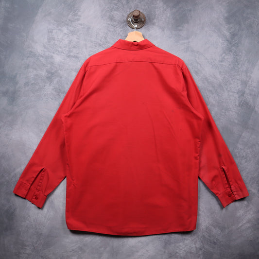 90s Red Balcones European Motors Red Kap Long Sleeve Work Shirt 7341