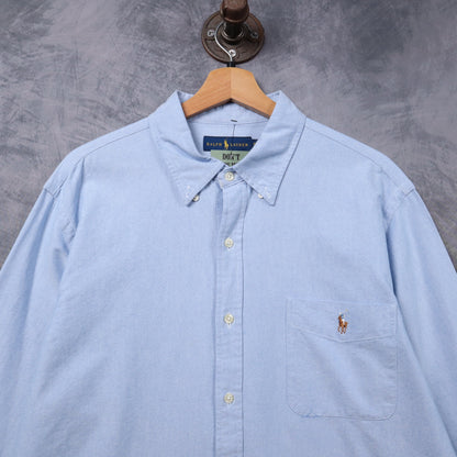 Y2K Light Blue Ralph Lauren Oxford Long Sleeve Button Up Shirt 5323