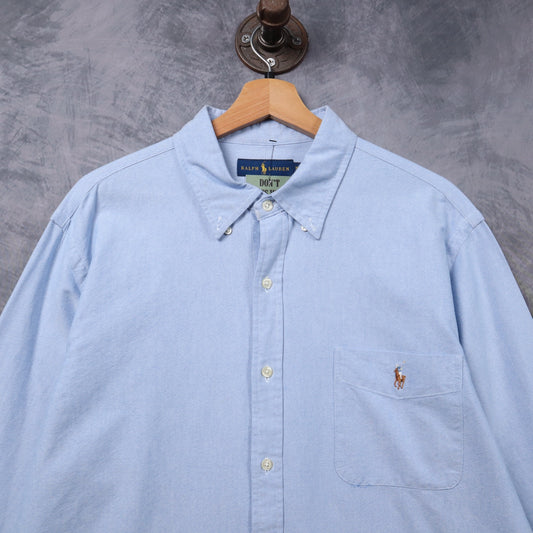 Y2K Light Blue Ralph Lauren Oxford Long Sleeve Button Up Shirt 5323