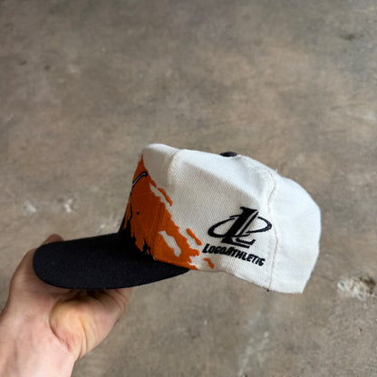 90s Black Texas Longhorns Logo Athletic Splash Snapback Hat 5780