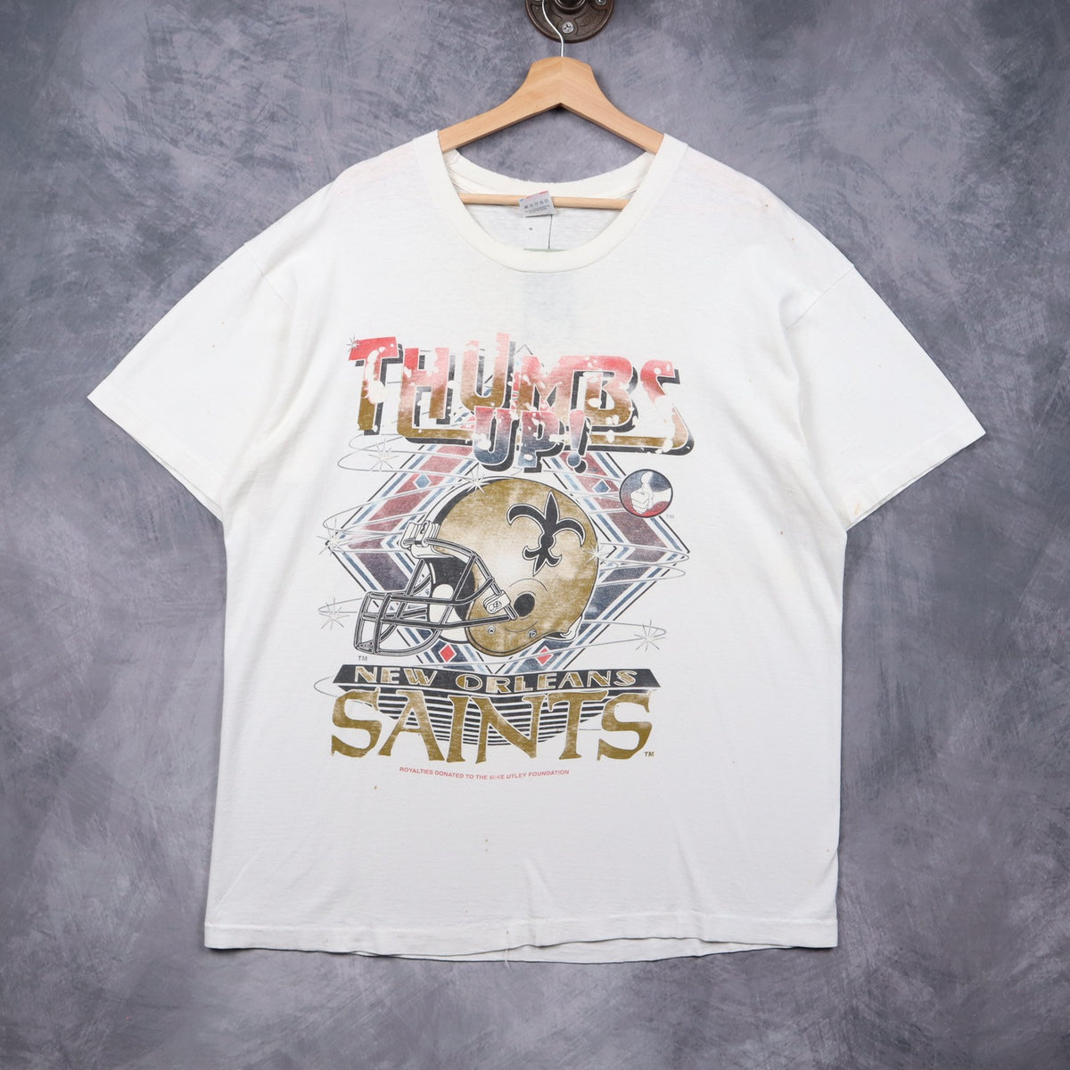 90s White New Orleans Saints Thumbs Up Shirt 6645