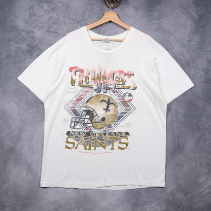 90s White New Orleans Saints Thumbs Up Shirt 6645