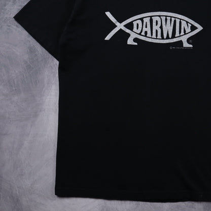 1990 Black Darwin Fish Evolution Shirt 5362