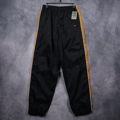 90s Black Nike Yellow Side Stripe Track Pants 5277