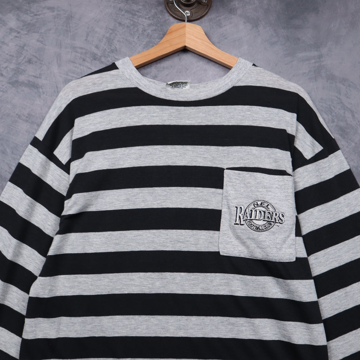 90s Grey Raiders Striped Pocket Long Sleeve Shirt 6731