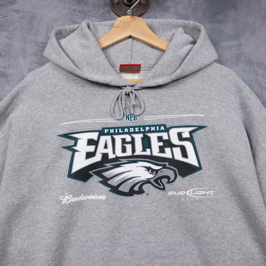 Early 00s Grey Philadelphia Eagles Budweiser Hoodie 6450