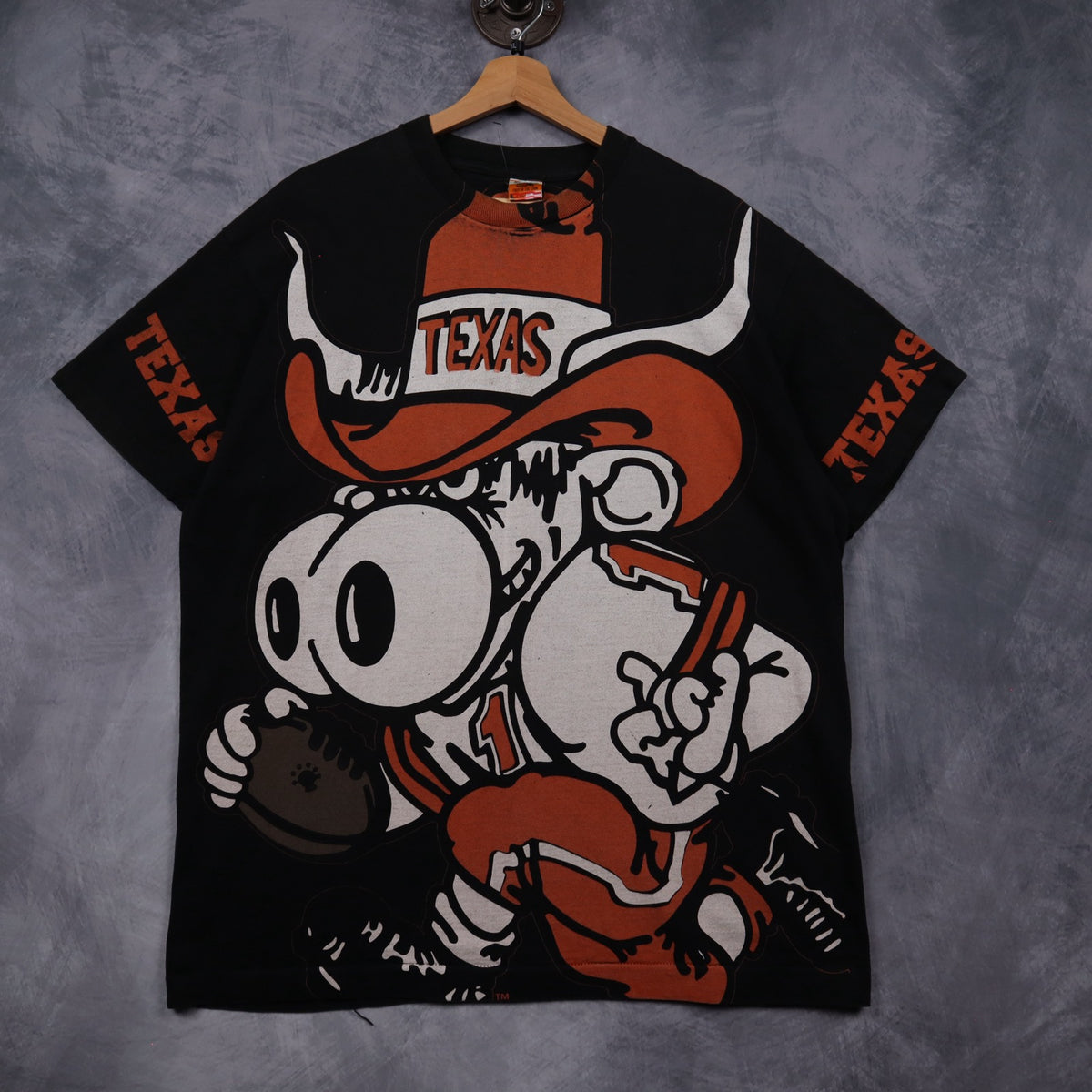 90s Black Texas Longhorns Big Print Shirt 5876