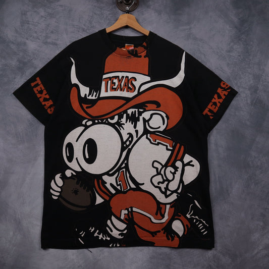 90s Black Texas Longhorns Big Print Shirt 5876