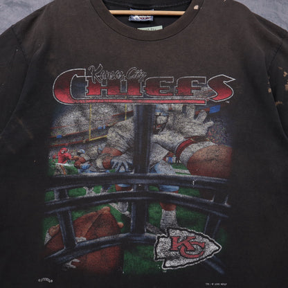 1995 Faded Black Kansas City Chiefs Shirt 6760
