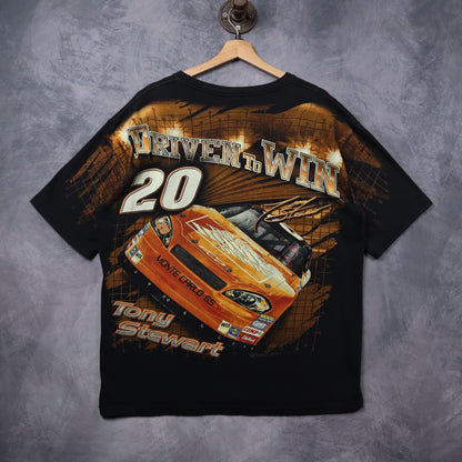Mid 2000s Black Tony Stewart Home Depot AOP NASCAR Shirt 5436