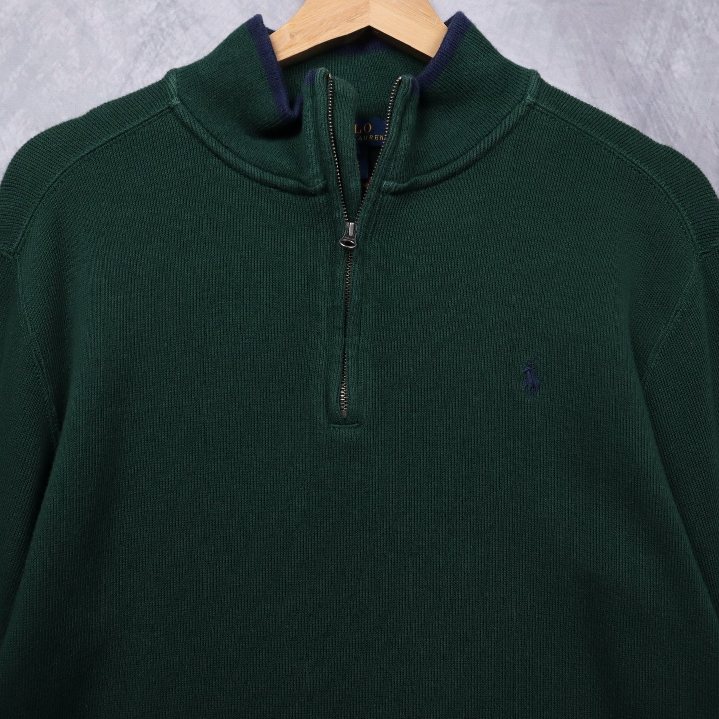 00s Green Polo Ralph Lauren Quarter Zip Sweater 4711